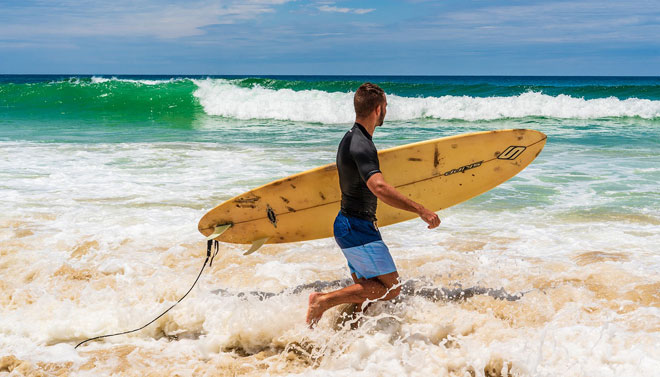 beach, water, sand, surfer