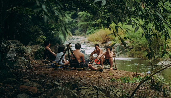 outdoor camping with friends