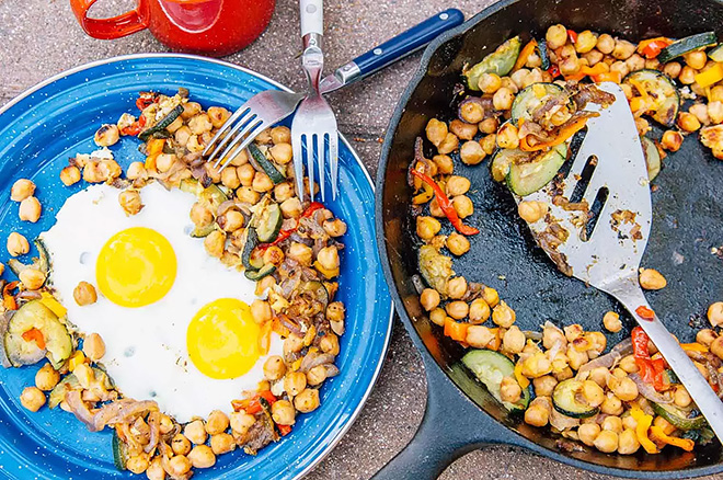 Chickpea Breakfast Hash Vegetarian Camping Food Idea