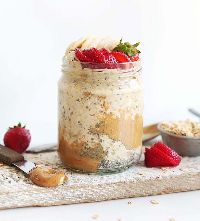 Peanut Butter Overnight Oats Vegetarian Camping Food Idea